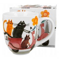 Hrnček Cats on scooter 1l porcelán
